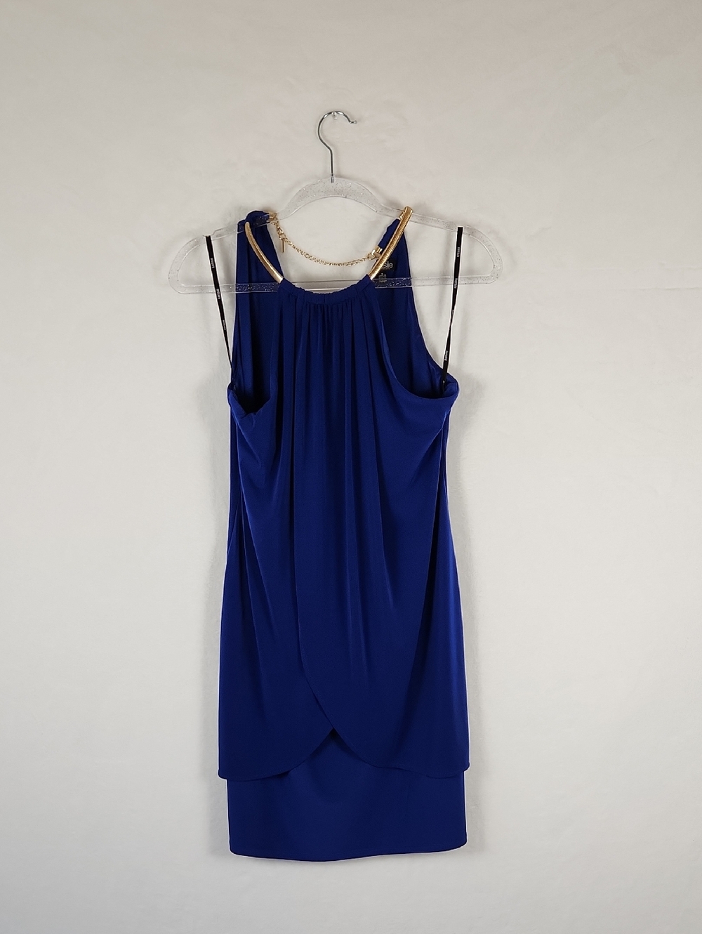 ✨ Kensie Cobalt Blue Halter Dress ✨ Size 8 - Metallic Chain Neckline - Picture 3 of 16